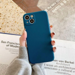 Vedelas silikoonist telefoni&uuml;mbris iPhone'ile 14 13 12 11 Pro X Xr Xs Max Se2020 7 8 Plus Straight Edge Soft Shell Tpu kaitsekate For iPhone 12 tumesinine v&auml;rv