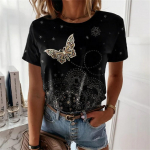 Moodsad naiste pluusid, suvised liblikastr&uuml;kised l&uuml;hikeste varrukatega topid Naiste uusaasta T-s&auml;rk Suurem&otilde;&otilde;tmeline T-s&auml;rk naiste riided 2XL