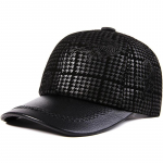 EFei K&auml;sit&ouml;&ouml;na valmistatud lambanahast baseballik&uuml;bar Retro nahast m&uuml;ts Hiphopim&uuml;ts Reguleeritav baseballik&uuml;bar Snapback Meestele ja naistele one size(55-60cm) must