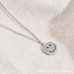 S925 Sterling Silver Smile Expression Kaelakee Mikrokomplekt H&otilde;bedane ristkett