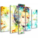 Viieosalise pildiga l&otilde;uendiprint Sophia Loren 100x70 mitmev&auml;rviline