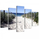 Viieosaline pildil&otilde;uenditr&uuml;kk BEACH DUNES 5-TK. 100x70 sinine