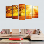 5 t&uuml;kki Seinakunst L&otilde;uend Maali loodusmaastik P&auml;ikeseloojang P&auml;ikeset&otilde;us metsas Modulaarne kodu Brdroom Dekoratsioon Pilt 30X40 30X60 30X80cm
