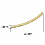 Copper Bend Curvy Tube DIY k&auml;sitsi valmistatud ehete jaoks 1 tk/kott 2x30mm h&otilde;be