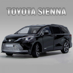 1:24 Scale Toyota Sienna MPV sulamist automudeli survevalu metallist m&auml;nguasja tarbeauto mudeli simulatsioon helivalguskollektsioon lastele kingitused 21.5x10x7.5cm must