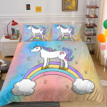 Kodu voodipesu &uuml;heinimesevoodi kaheinimesevoodi t&auml;issuuruses 3D &uuml;kssarvikuga tr&uuml;kitud padjap&uuml;&uuml;r ja tekikate 2/3 komplekti Magamistoa kodu voodipesu kaunistus UK Single 135x200cm