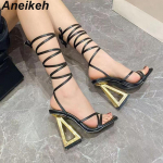 Anekeh Sexy Cross Strap kujuga kontsaga k&otilde;rge kontsaga rooma sandaalid peo naistele elegantsed kleidipumbad, must suurus 35-42 2023 suvi uus 35 must