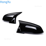 For BMW 1 2 3 4 X Series Rear View Side Mirror Cover F20 F21 F22 F23 F30 F32 F36 X1 E84 F87 M2 Carbon fiber pattern Bright black gray