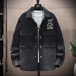 Kevadine ja s&uuml;gisene gradientne meeste teksajakk Sinise mustriga vabaaja mantel M must