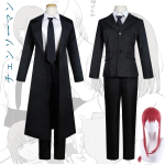 Anime mootorsaemees Makima Angel Devil Cosplay pikk parukas must s&auml;rk p&uuml;ksid mantel kost&uuml;&uuml;m Halloweeni j&otilde;ulupeo varustus kost&uuml;&uuml;mid L-(Costume+Wig) white