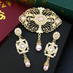 Kullav&auml;rvi pross, ruudukujuline rippk&otilde;rvar&otilde;ngas pruudi ehtekomplektid naistele, kristallist pross, hijabn&otilde;elad m&uuml;ndi