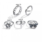 5 tk Vintage h&otilde;bedase v&auml;rvi s&otilde;rmus naistele gooti punk metallist madu liblikas&otilde;rmuste komplekt Trend Ehted Aksessuaarid