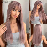 LOUIS FERRE Blondid pikad s&uuml;nteetilised parukad tukkidega Heleblondid naturaalne sirge parukas naistele, igap&auml;evased Cosplay kuumakindlad juuksed