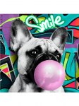 Naljakas prantsuse buldogi roosa n&auml;rimiskummi plakat l&otilde;uendimaal Abstraktne loom v&auml;rviline koera seinakunst kaasaegse kodu lastetoa sisekujunduse jaoks 20x20cm No Frame