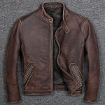 7xl Brand Classic Casual Style veisenahast jope, 100% ehtsast nahast meeste riided. Vintage biker-nahast mantel. S-160cm 55kgs punakaspruun