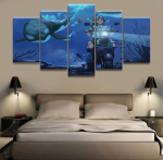 5 paneeliga merep&otilde;hja mootorrattat&uuml;druk ja vaalad Animatsioon L&otilde;uend Prinditud maal elutoa seinakaunistuseks Pilt Kunstiteosed Plakat Ilma raamita 20x35cm*2 20x45cm*2 20x55cm*1