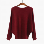 S&uuml;gisene Batwing pikkade varrukatega silmkoeline kampsun vabaaja kaldkaelusega soliidne soe pullover mood 18 v&auml;rvi lahtised džemprid Topid 29626 One Size burgundiapunane