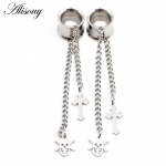 Alisouy 2PCS roostevabast terasest kett, ristkolju, lainetus k&otilde;rvatropid tunnelid laiendaja venitusm&otilde;&otilde;turid k&otilde;rvar&otilde;ngad augustamine keha ehted 6mm h&otilde;be