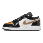 Air Jordan 1 Low SE GS Gold Toe Laste tossud Must Metallik-Kuldne Valge DR6970-071 37.5