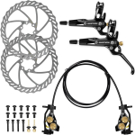 AOPUTT MTB h&uuml;drauliline pidurikomplekt, 4 kolvi, ketaspidur Jalgrattakomplekt ees ja taga, professionaalsed h&uuml;draulilised pidurid 180 mm pidurikettaga