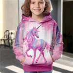T&uuml;drukute 3D Unicorn kapuuts, pullover, pikkade varrukatega s&uuml;gistalvine aktiivne mood armas pol&uuml;estrist lastele v&auml;ljas, vabas &otilde;hus, igap&auml;evaselt 150
