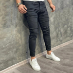 Meeste P&uuml;ksid Retro Stretch Teksad Vabaaja Slim Fit P&uuml;ksid Meeste Pesemis T&otilde;mblukk Suures Suuruses Pliiatsp&uuml;ksid Denim Skinny Teksad meestele L must