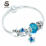 LUXY MOON sinine Pentagrami ripatsk&auml;ev&otilde;ru, mood Panjia stiilis sulamist suure auguga helmestega k&auml;ev&otilde;ru 17cm sinine