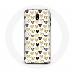 &Uuml;mbris Samsung Galaxy J5 2017 abstraktse tekstuuriga taustaga s&uuml;damete jaoks, must kollane ja hall