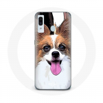 Valge ja pruun &uuml;mbris Samsung Galaxy A40 Continental k&auml;&auml;busspanjel Butterfly Puppy jaoks