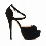 Uue moe naiste pumbad Seksikas Peep Toe 14 cm &Uuml;lik&otilde;rged kontsad, platvorm pahkluu rihmaga sandaalid Mustad punased pruutkingad 39 must