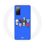 Coque pour Samsung Galaxy S20 FE BTS BT21 Tata Chimmy Cooky Rj Koya Shooky Et Mang Jouent De la musique Fond Bleu
