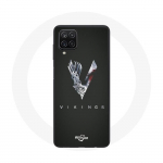 &Uuml;mbris Samsung Galaxy A22 4G Vikings Series 6. hooaja logoga V M&otilde;&otilde;gahall must taust