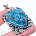 Natural Neon Blue Apatite Gemstone 925 Sterling Silver Pendant 2.29 o0f66