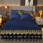 S&uuml;gis- ja talvine kristallist sametist pitsist voodiseelik &uuml;hes t&uuml;kis Euroopa stiilis paksendatud tepitud korall-sametist voodikate neljaosaline voodipesukomplekt 150*200cm 3pcs