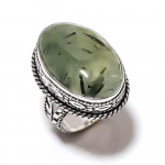 Natural Prehnite Gemstone Handmade 925 Sterling Silver Gift Ring Size 8 k6s70