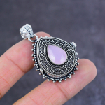 Natural Pink Chalcedony Handmade 925 Sterling Silver Poison Pendant 1.77 l3g61