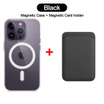 2in1 jaoks Magsafe kaardihoidja Rahakoti magnet&uuml;mbris iPhone 15 14 13 12 11 Pro XS Max X XR juhtmevaba laadimise tarvikud iPhone 15 Pro Max must