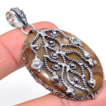 Natural Mud Crack Fossil Gemstone 925 Sterling Silver Gift Pendant 2.36 d8t20