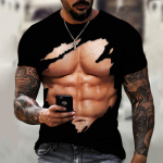 Muscle Men T-s&auml;rk k&otilde;ht Muscle3D prinditud meeste moe isikup&auml;ra l&uuml;hikeste varrukatega suvised lahedad t&auml;navar&otilde;ivad, suured topid S
