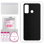 apgo Protective Skin Sticker for the back compatible with Tecno Camon 16 S, Wrap Film, Foil, Vinyl - Pattern Carbon Black