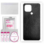 apgo Protective Skin Sticker for the back compatible with Poco C50, Wrap Film, Foil, Vinyl - Pattern Black Leather