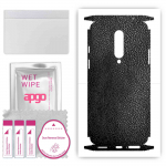 apgo Protective Skin Sticker for the back+sides compatible with OnePlus 8, Full Wrap Film, Foil, Vinyl - Pattern Black Leather