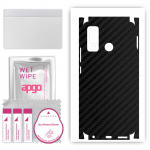 apgo Protective Skin Sticker for the back+sides compatible with Tecno Spark 5, Full Wrap Film, Foil, Vinyl - Pattern Carbon Black