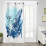 Whale On Waves Aknakardinad Elutoa Magamistoa Luksuslikud Kaasaegsed K&ouml;&ouml;gis Kardinad Kangast kardinad 135W x 60H(cm) x1