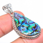 Naturaalne Abalone Shell kalliskivi 925 tahke h&otilde;bedane kingi ripats 1,77 l5q67