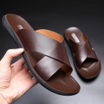 Meeste sandaalid Sussid ehtsast nahast luksuslik br&auml;ndimood Uued meeste lamedad kingad vabaaja libisemiskindlad rannasandaalid Zapatos Hombre 44