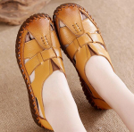 Ehtsast nahast naiste kingad suvise mugavuse tagamiseks Pehme tallaga, libisemisvastased lamedap&otilde;hjalised sandaalid naistele ja emadele keskealistele ja eakatele 38 pruun