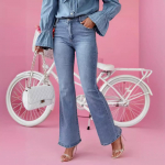 YYFS Naiste mood Denim vabaaja k&otilde;rge v&ouml;&ouml;kohaga p&uuml;ksid ja Capris vabaaja p&uuml;ksid S