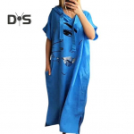 Naiste kleit, n&auml;oprindiga, avara kapuutsiga, n&ouml;&ouml;riga Bohemian l&uuml;hikeste varrukatega, linna stiilis l&otilde;hikuga pullover, k&uuml;ljetaskuga s&auml;&auml;re keskele ulatuv Midi kleit M aprikoosi