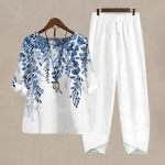 Naiste suvine poolvarrukatega tr&uuml;kitud topid elastne v&ouml;&ouml;koht &uuml;heksaosalised p&uuml;ksid, kaheosaline komplekt L sinine